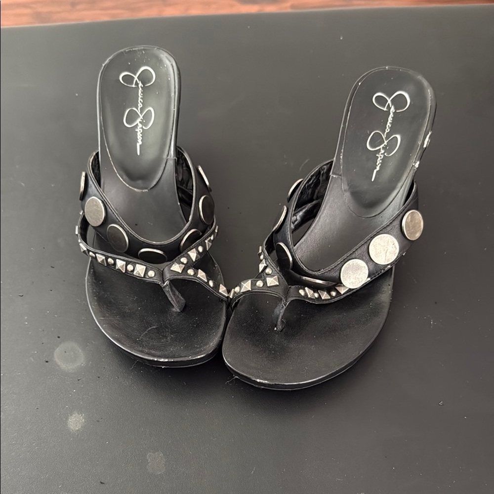 Jessica Simpson Black Studded Sandals